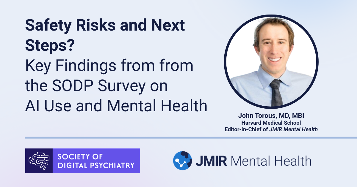 Header image for blog post: The Society of Digital Psychiatry AI Psychosis Survey Results featuring a picture of John Torous