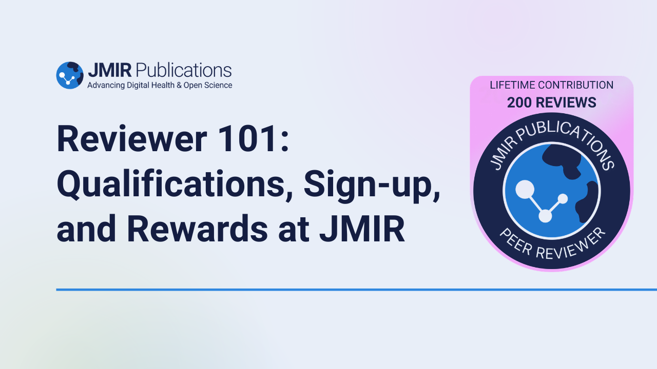 Header image for a blog post on peer review it includes a digital badge for accomplishing 200 peer reviews with JMIR Publications